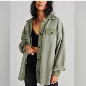 Free People Oversized Ruby Shirt Jacket in Sage.  Size Small.